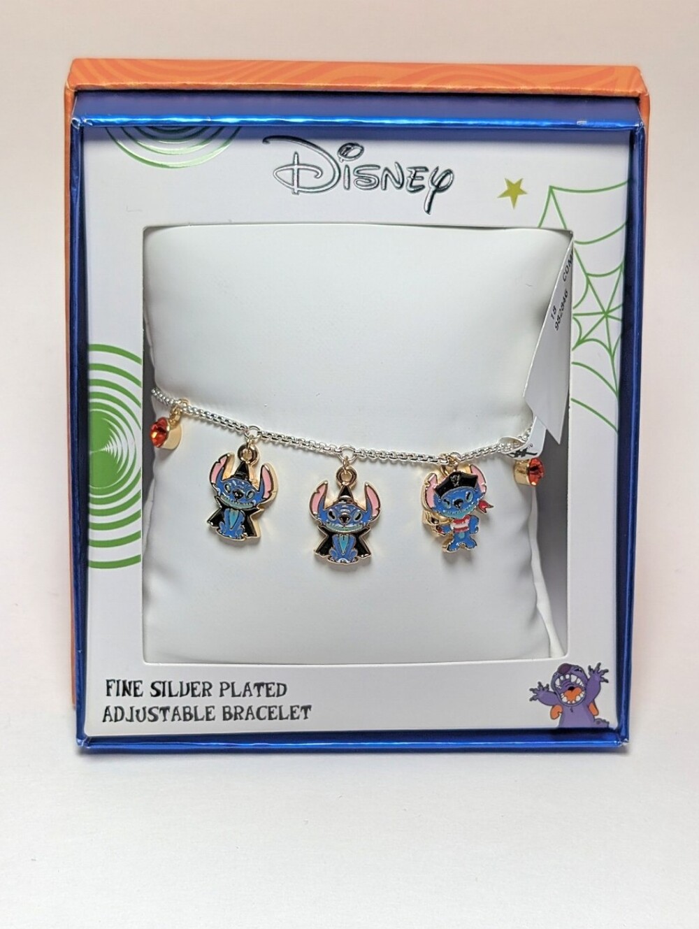 Disney Halloween Silver-Plated Stitch Adjustable Charm Bracelet